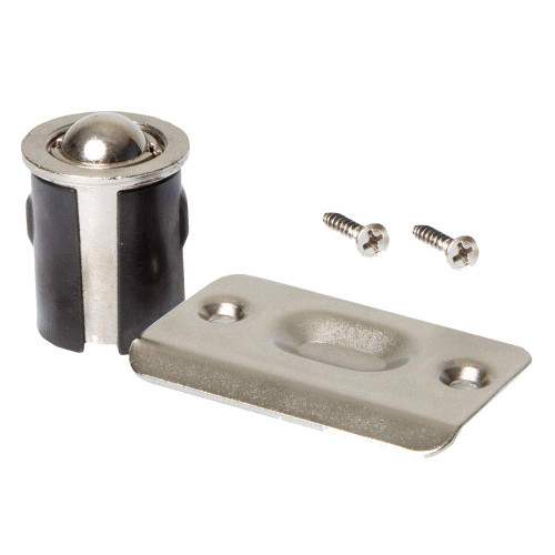 Brushed Nickel Closet Door Drive-in Ball Catch with Strike Plate (1 Pack, Satin Nickel)