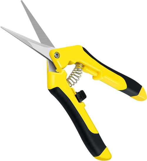 iPower 6.5 Inch Gardening Scissors Hand Pruner Pruning Shear with Straight Stainless Steel Blades, Yellow, 1-Pack