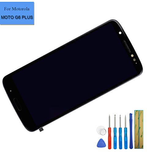 LCD Replacement Compatible with Motorola Moto G6 Plus Touch Screen LCD Assembly Front Pannel with Frame + Adhesive + Tools (Black)