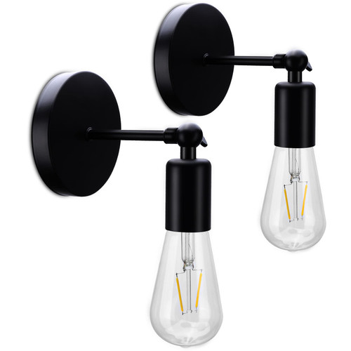 GYHZKA Modern Farmhouse Wall Decor Wall Light,Wall Mount Light Fixture Indoor for Bathroom Bedroom Bedside Hallway Entrance Sconce Lighting (Bulbs not Included) (Simple Black 2pack)