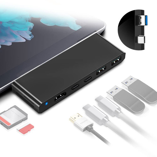 GreenByte Surface Pro 7 Docking Station, USB C Hub HDMI Adapter 5 in 1 Type C Hub with 1000M RJ45 Ethernet, 4K USB C to HDMI, 2 USB 3.0 Ports, Audio/Mic Output(Headset) for Microsoft Surface Pro 7