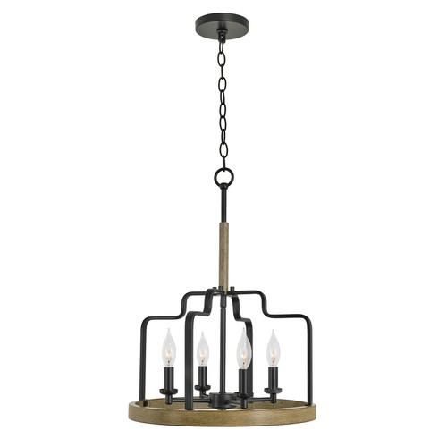 Kira Home Jensen 22" 4-Light Farmhouse Pendant Chandelier, Smoked Birch Wood Style + Black Finish Kira Home Jensen 22" 4-Light Farmhouse Pendant Chandelier, Smoked Birch Wood Style + Black Finish