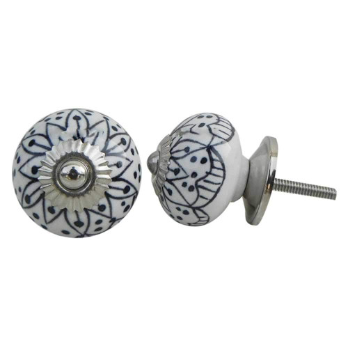 Indian Shelf 4 Pieces Modern Dresser Knobs | Flower Knobs and Pulls | Black Pull Drawer | Ceramic Farmhouse Kitchen Knobs | Unique Knobs for Cabinets | Decorative Knobs for Dresser Drawers