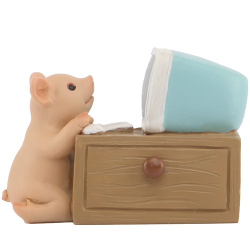 KEEPKAP Pig Statue Mini Pig Figurine, Resin Home Decor, Lucky Animal Garden Statue for Micro Landscape (Pigs Playing with Computers)