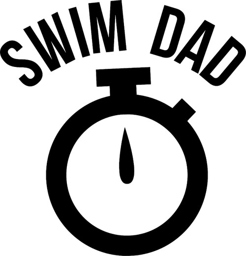 Car Sticker Swim Dad Timer Stopwatch Speed Support Parent Love Sports Car Window Decal Sticker White 7 Inch