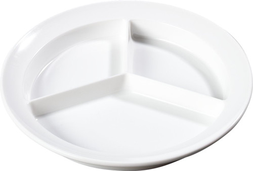 Carlisle FoodService Products KL20302-E Melamine 3-Compartment Deep Plate, 8.75, White