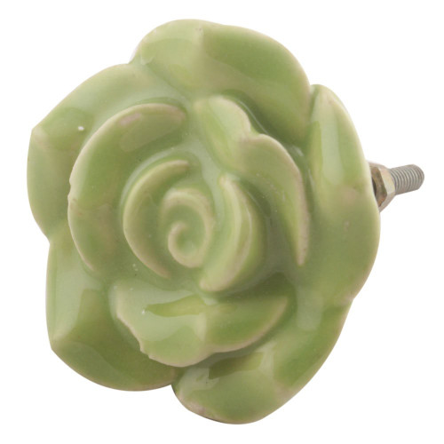 Indian Shelf 2 Pieces Unique Knobs for Cabinets and Drawers | Flower Farmhouse Drawer Knobs | Dresser Knobs Wood Green | Cabinet Pulls and Knobs Ceramic | Drawer Pulls Single Hole | Cabinet Knobs