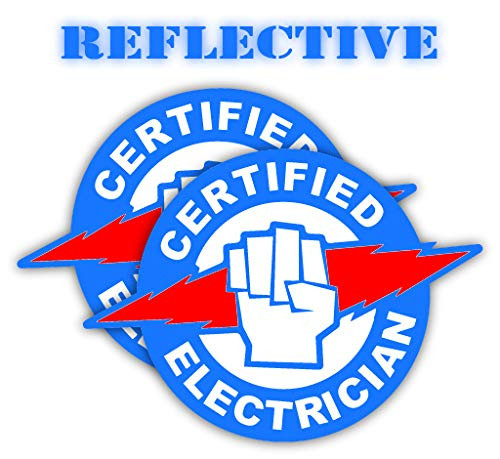 Pair | Reflective Certified Electrician Hard Hat Decal | Helmet Sticker | Lunch Bob Label | Tool Box Decal | (Blue and Red)