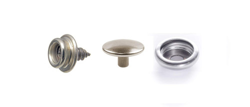 Snap Cap & Socket, All Stainless Steel w/ 5/8" Inch #8 Screw Stud 16 Piece Set