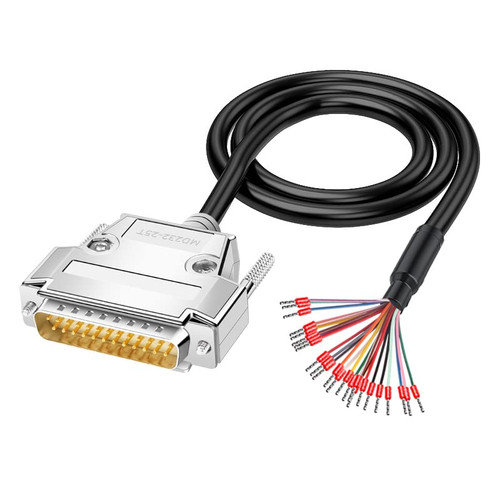 ANMBEST DB25 Solderless Breakout Connector with 5Ft 24AWG Replacement Cable, Metal Shell RS232 D-SUB Serial to 25-Pin Port Terminal Male Adapter Connector Breakout Board