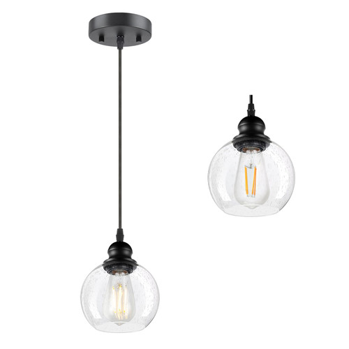 Modern Pendant Light Fixtures, Industrial Hanging Ceiling Lamp with Seeded Glass Shade, Vintage Black Pendant Lighting for Kitchen Island Living Room Hallway Bedroom Dining Hall Office Sink Farmhouse Modern Pendant Light Fixtures, Industrial Hanging Ceiling Lamp with Seeded Glass Shade, Vintage Black Pendant Lighting for Kitchen Island Living Room Hallway Bedroom Dining Hall Office Sink Farmhouse