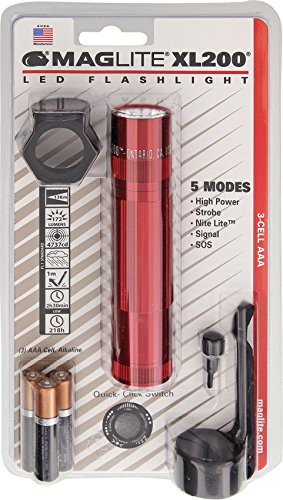 MagLite XL200 3-Cell LED Tactical Blister Flashlight Pack, Red