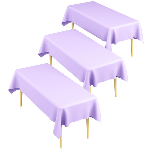 3 Pack Table Cloth, Light Purple Tablecloth, Plastic Table Cloths for Parties Disposable, 54" x 108" Table Clothes for Rectangle Tables, Disposable Party Table Cloth, Decorative Waterproof Table Cover