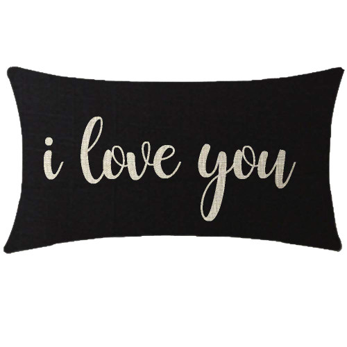 NIDITW Nice Birthday Gift I Love You Waist Lumbar Black Cotton Linen Cushion Cover Pillow Case Cover Home Chair Couch Outdoor Decor Rectangular 12x20 inches
