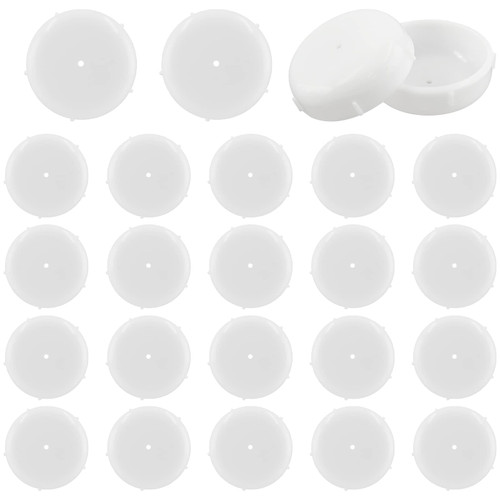 Suiwotin 24pcs 1-1/2 Inch Wrought Iron Chair Leg Glides, Plastic Furniture Feet Caps, Patio Furniture Legs Floor Protectors End Cap Insert Cup (White)