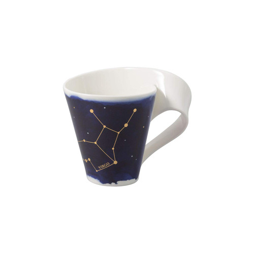 Villeroy & Boch NewWave Stars Handle, Elegant Mug with Virgin Motif, Premium Porcelain, Dishwasher Safe, White/Blue, 300 ml Villeroy & Boch NewWave Stars Handle, Elegant Mug with Virgin Motif, Premium Porcelain, Dishwasher Safe, White/Blue, 300 ml