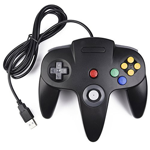 [USB Version] USB N64 Controller, SAFFUN Wired PC Gamepad [3D Analog Stick] for Windows PC iOS MAC Linux Raspberry Pi Genesis Higan Project 64 Retropie OpenEmu Emulator (Plug & Play) (Clear Blue)