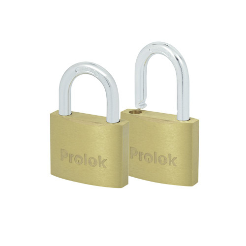 Prolok 10CAP Set of 2 Brass Padlocks Short Hook 40mm