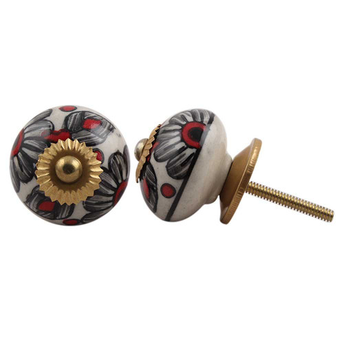 Indian Shelf 2 Pack Cupboard Door Knobs|Sunflower Kitchen Cabinet Knob|Cute Knobs for Dresser Drawers Black|Farmhouse Dresser Knobs Ceramic|Vintage Drawer Pulls & Knobs|Pulls for Cabinets