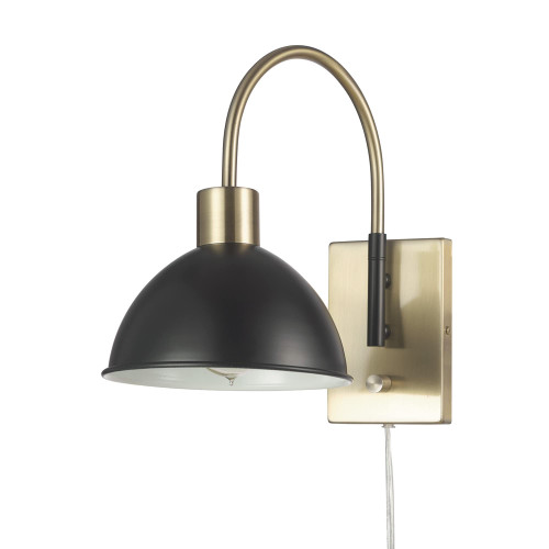 Globe Electric 65927 1-Light Plug-in or Hardwire Wall Sconce, Matte Brass, Matte Black Accents, 6ft Clear Cord, On/Off Rotary Switch Globe Electric 65927 1-Light Plug-in or Hardwire Wall Sconce, Matte Brass, Matte Black Accents, 6ft Clear Cord, On/Off Rotary Switch