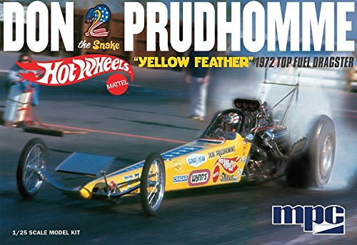 MPC 844 Don "The Snake" Prudhomme Hot Wheels "Yellow Feather" 1972 Top Fuel Dragster 1:25 Scale Plastic Model Kit