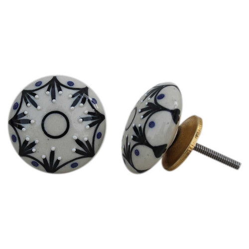 Indian Shelf 8 Pieces Nursery Knobs for Dresser | Floral Cabinet Pull Knobs | Cabinet Door Pulls Black | Fancy Door Knobs Ceramic | Farmhouse Knobs for Cabinets and Drawers | Nursery Drawer Knobs