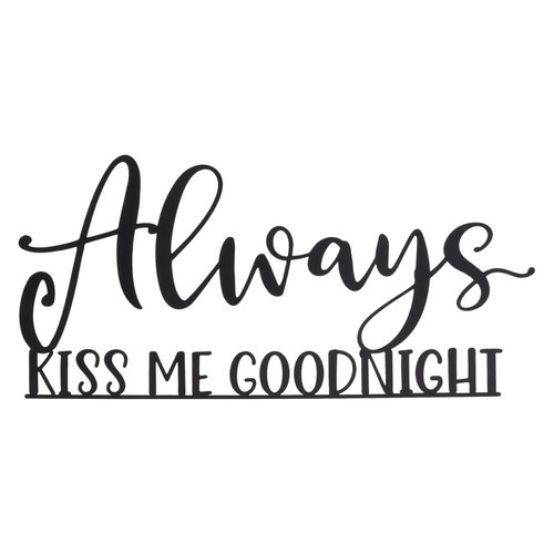 Metal Cutout Always Kiss Me Goodnight Wall Sign for Farmhouse Bedroom Decor (17 x 8 In) Metal Cutout Always Kiss Me Goodnight Wall Sign for Farmhouse Bedroom Decor (17 x 8 In)
