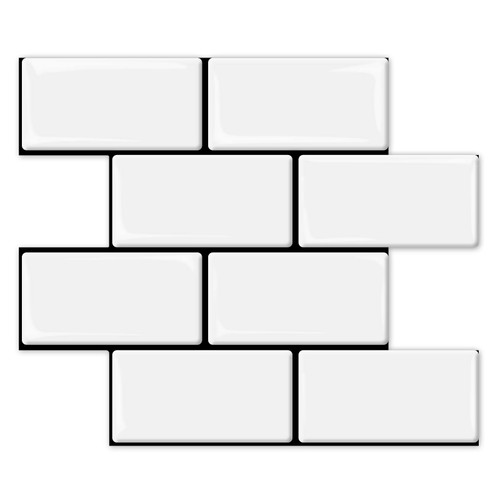 Art3d Peel and Stick Subway Tile, White Faux Ceramic Tile (14x12, Thicker Version)