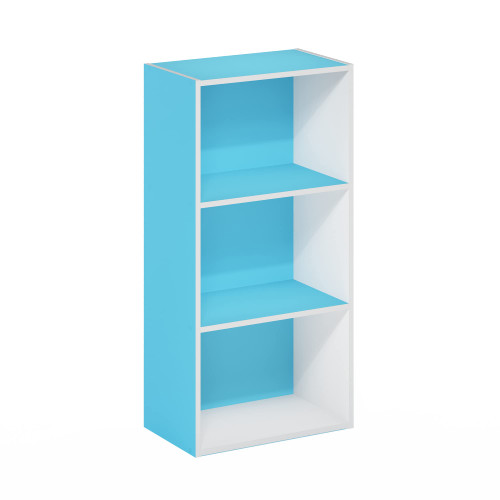 Furinno Luder 3-Tier Open Shelf Bookcase, Light Blue/White