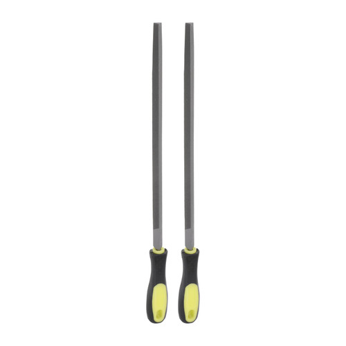 HARFINGTON 2pcs Triangular File 12" High Carbon Hardened Steel Cut Hand Rasp with Plastic Handle for Deburring and Removing Material