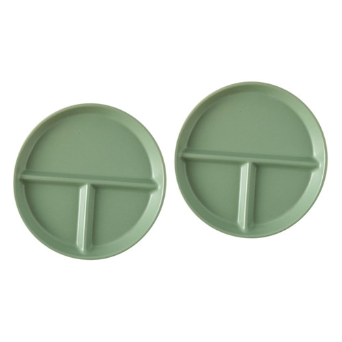 BESTonZON 2pcs Three Compartment Serving Plate Green Dish Set Ceramic Dinner Plates Fruit Tray Platter Divided Plate Diet Plate Divided Dinner Plates Ration Food Plate Portion Plate
