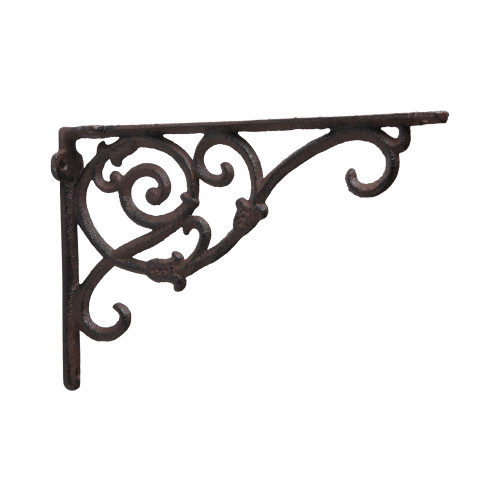 BRASSTAR Decorative Cast Iron Wall Shelf Bracket Ornate Vine Rust Rustic Cast Iron Wall Hanger Antique Replica Rust Color Wall Decorations PTZD004