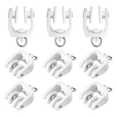 FENGZHAO Ceiling Curtain Track Flexible Bendable Curtain Track Rollers Plastic Drapery Rail Sliding Glider for Windows Shower Curtain Tracks, 50Pcs