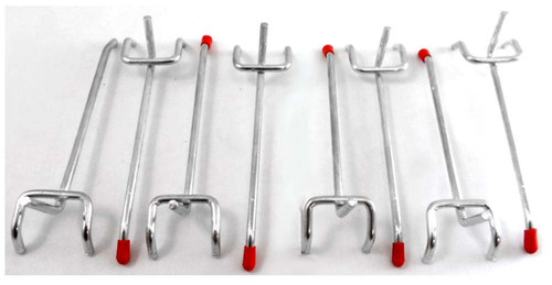 ToolUSA 8 Pc 6" Single Straight Pegboard Hooks Set with Ball-Ended Safety Tips: HW-10068