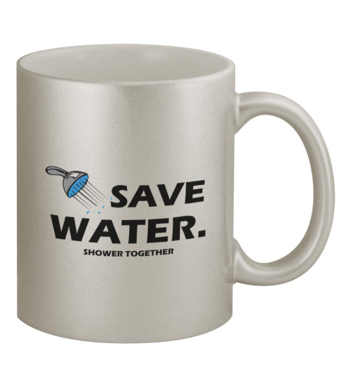 Middle of the Road Save Water #221 - A Nice Funny Humor 11oz Silver Coffee Mug Cup