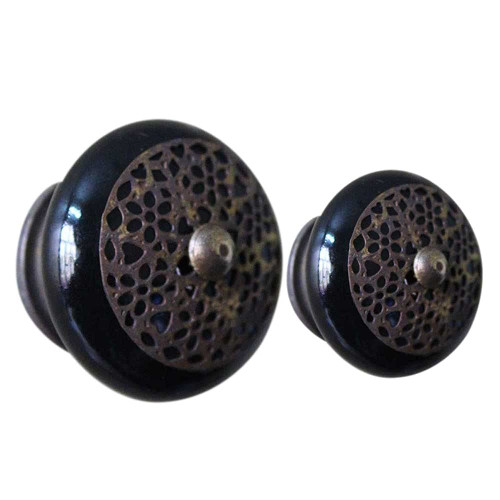 Indian Shelf 6 Pieces Decorative Cabinet Door Knobs | Strewn Flat Drawer Knobs for Kids | Dresser Knobs Wood Black | Pull Knobs for Cabinets Ceramic | Antique Cabinet Pulls | Door Knob