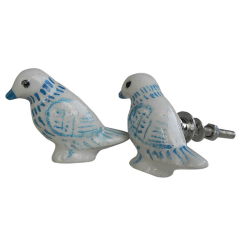 Indian Shelf 2 Pieces Knobs for Dresser Drawers | Bird Dressers Knobs | Blue Cabinet Knobs and Pulls | Ceramic One Hole Drawer Pulls | Hardware Knobs | Kitchen Cabinet Knobs
