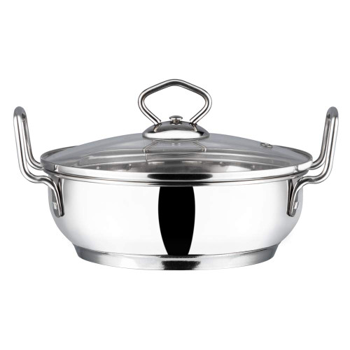Vinod Cookware Induction Friendly Kadai With Lid Silver 2 Litres