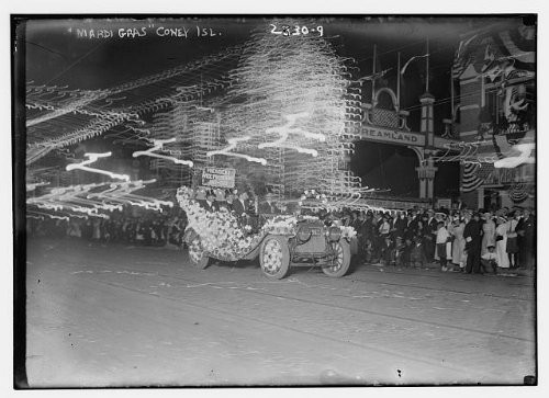 HistoricalFindings Photo: Mardi Gras-Coney Island,New York,1910-1915,People,Automobile,Flat?,Lights HistoricalFindings Photo: Mardi Gras-Coney Island,New York,1910-1915,People,Automobile,Flat?,Lights