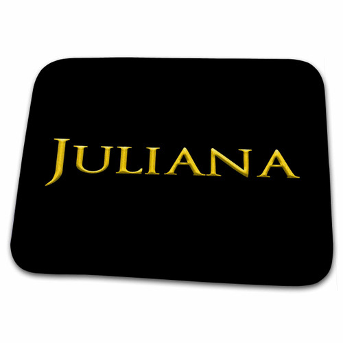 3dRose Juliana common woman name in the America. Yellow on black... - Dish Drying Mats (ddm-361380-1)