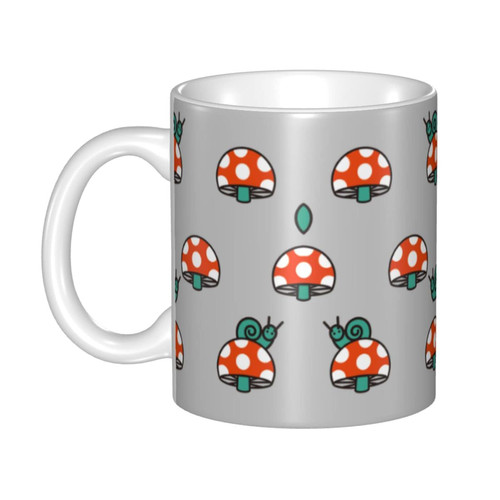 allgobee 11 Oz Mushroom-Snail-Lover Coffee Mugs,White Ceramic Mugs,Tea Cup Novelty Holiday Christmas Gift