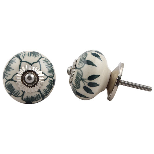 Indian Shelf 12 Pieces Western Dresser Knobs | Flower Drawer Pull Knob | Green Modern Cabinet Pull | Ceramic Cute Knobs | Modern Knobs for Cabinets | Kids Knobs for Dresser Drawers