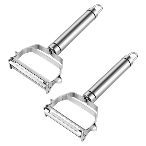 2 Pieces Stainless Steel Cutter, Julienne Peeler, Slicer, Dual Blade Vegetable Peeler for Carrot Potato Melon