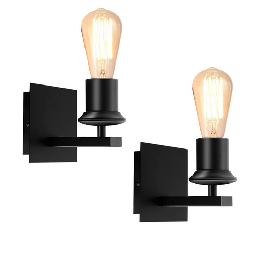 FEYAIM Industrial Wall Sconces Black Indoor Wall Mount Lights Vintage Edison Wall Sconce Loft Antique Wall Lamp Metal Sconces Wall Lighting Bathroom Light Fixtures Wall Sconces Set of Two