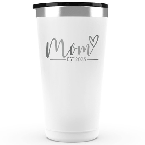 New Mom Gifts for Women - Mom Est. 2023 - Sentimental Gifts for Mom - First Mothers Day Gifts - New Mom Gifts for Women After Birth - Pregnancy Gifts for First Time Moms - Mom Tumbler White 16 oz