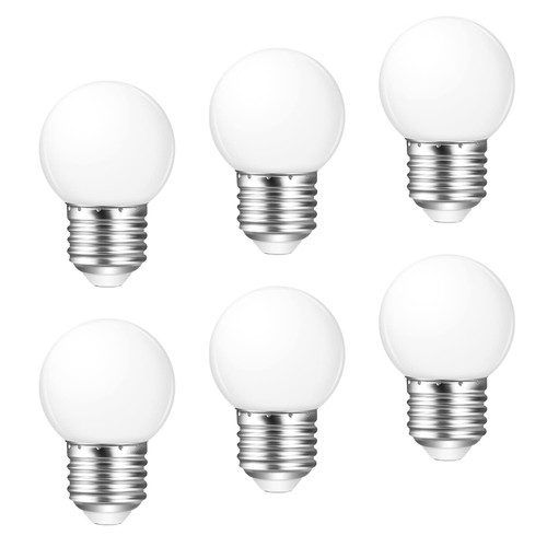 Poinivo 1W LED Night Light Bulb,E26 G45/G14 1W LED Light Bulbs,Low Wattage Globe Small Light Bulbs,3000K Soft White,5W Equivalent,for Bathroom Vanity Porch Christmas Party Bar,Non-dimmable,6 Pack Poinivo 1W LED Night Light Bulb,E26 G45/G14 1W LED Light Bulbs,Low Wattage Globe Small Light Bulbs,3000K Soft White,5W Equivalent,for Bathroom Vanity Porch Christmas Party Bar,Non-dimmable,6 Pack