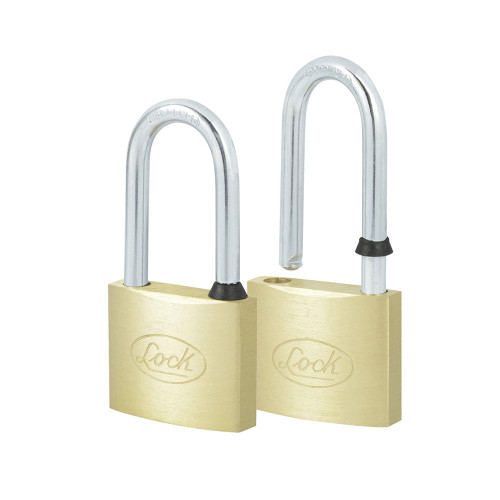 Lock 14CA Set of 2 Brass Padlocks Long Hook 40mm
