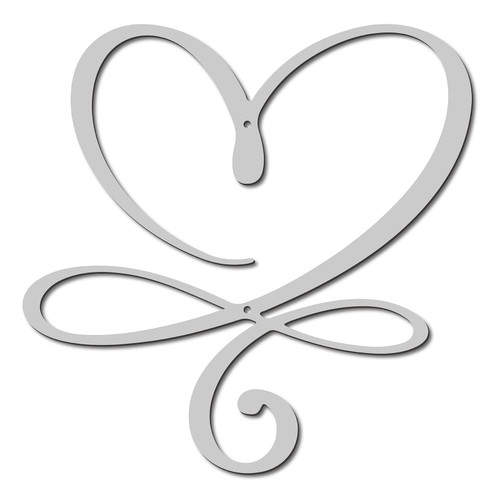 CREATCABIN Infinity Heart Metal Wall Art Wall Decor Love Iron Wall Signs Hanging Metal Ornament Sculpture for Balcony Garden Home Living Room Decoration Silver 11.8Inch