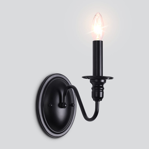 JDfeiFFF 1-Light Black Wall Sconce Light Modern Candle Sconce Wall Lighting Farmhouse Vanity Wall Light Fixture Indoor Bedroom Bathroom Bedside Living Room Porch Hallway Lighting E12