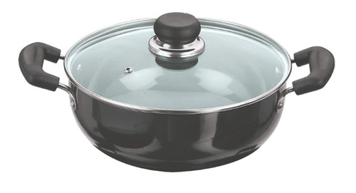 Vinod Black Pearl Hard Anodized Deep Kadai with Lid 4.1 Liters